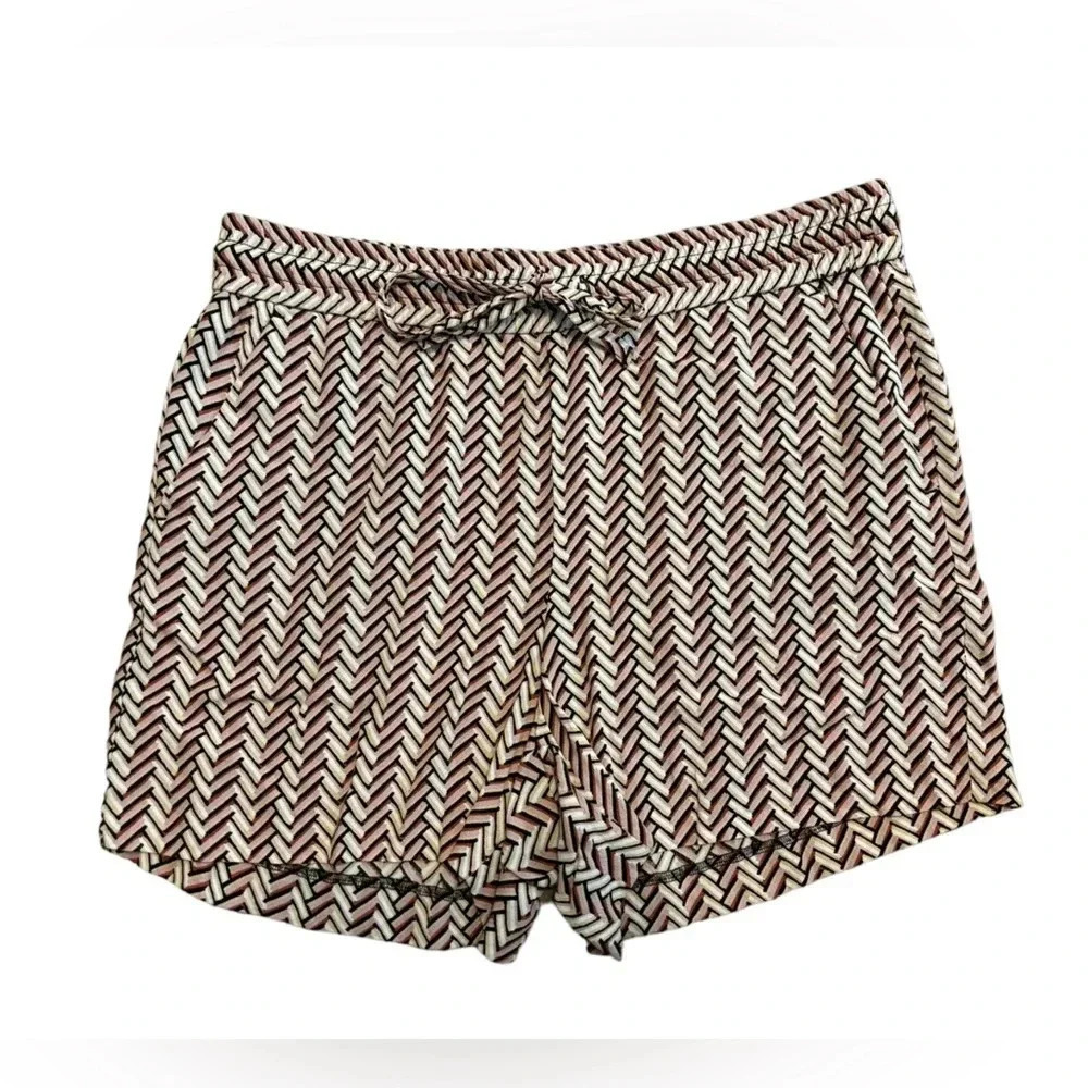 LOFT Geometric Chevron Elastic Waistband Drawstring Cuffed Shorts Size Small